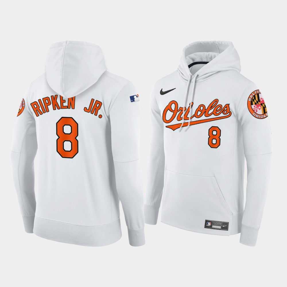 Men Baltimore Orioles 8 Ripken jr white home hoodie 2021 MLB Nike Jerseys
